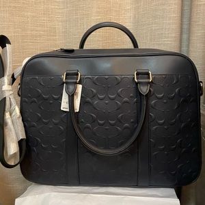New Coach Signature Embossed Leather Briefcase